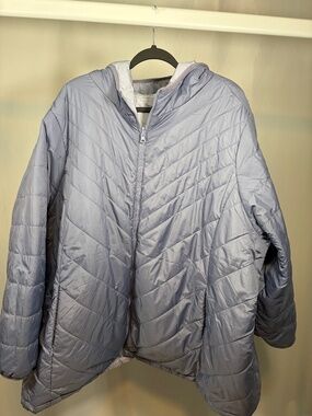 Reversible Lavender Quilted Hooded Puffer Coat
